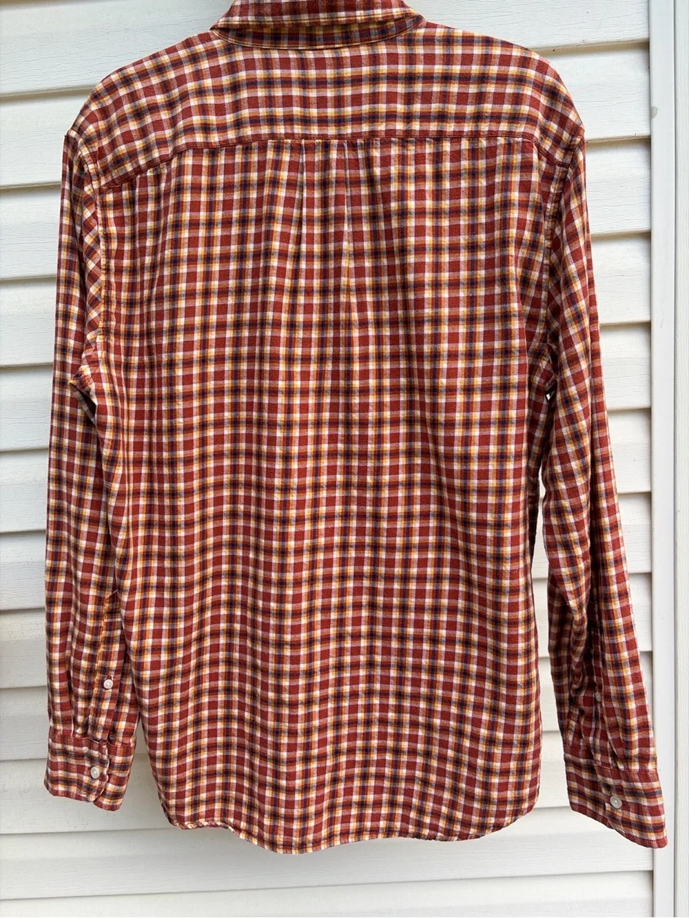 J. Crew Men's Red and Tan Plaid Button-Down Shirt
